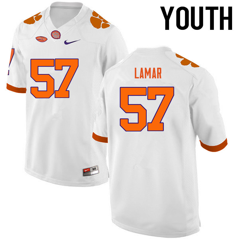 Youth Clemson Tigers #57 Tre Lamar College Football Jerseys-White
